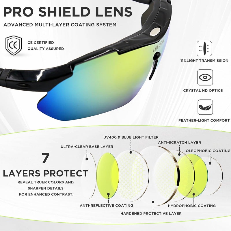 LOLOON Store Cycling Sunglasses for Men Women Youth, Wrap Around Sports Sunglasses for Running Climbing Bike Baseball Softball Golf - Image 5